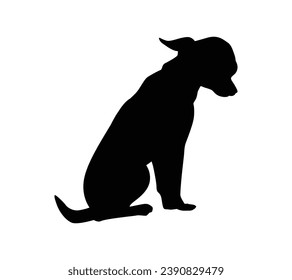 Dog silhouette. Vector silhouette of dog on white background. black dog isolated on white background. vector illustration. cutout dog. hand drawn design. 