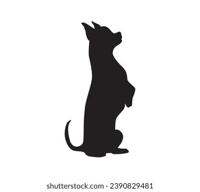 Dog silhouette. Vector silhouette of dog on white background. black dog isolated on white background. vector illustration. cutout dog. hand drawn design. 