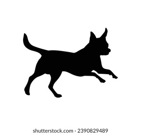 Dog silhouette. Vector silhouette of dog on white background. black dog isolated on white background. vector illustration. cutout dog. hand drawn design. 
