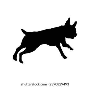 Dog silhouette. Vector silhouette of dog on white background. black dog isolated on white background. vector illustration. cutout dog. hand drawn design. 