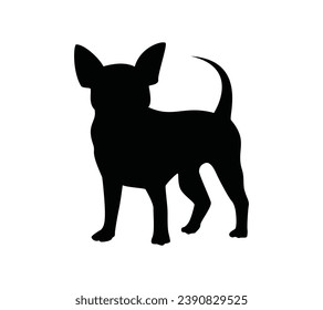 Dog silhouette. Vector silhouette of dog on white background. black dog isolated on white background. vector illustration. cutout dog. hand drawn design. 