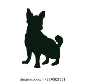 Dog silhouette. Vector silhouette of dog on white background. black dog isolated on white background. vector illustration. cutout dog. hand drawn design. 
