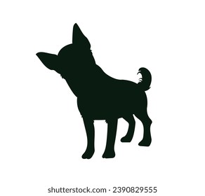 Dog silhouette. Vector silhouette of dog on white background. black dog isolated on white background. vector illustration. cutout dog. hand drawn design. 