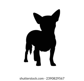 Dog silhouette. Vector silhouette of dog on white background. black dog isolated on white background. vector illustration. cutout dog. hand drawn design. 