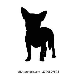 Dog silhouette. Vector silhouette of dog on white background. black dog isolated on white background. vector illustration. cutout dog. hand drawn design. 