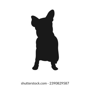 Dog silhouette. Vector silhouette of dog on white background. black dog isolated on white background. vector illustration. cutout dog. hand drawn design. 