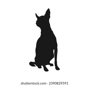 Dog silhouette. Vector silhouette of dog on white background. black dog isolated on white background. vector illustration. cutout dog. hand drawn design. 