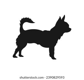 Dog silhouette. Vector silhouette of dog on white background. black dog isolated on white background. vector illustration. cutout dog. hand drawn design. 