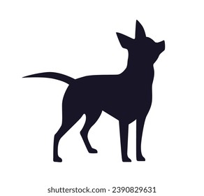 Dog silhouette. Vector silhouette of dog on white background. black dog isolated on white background. vector illustration. cutout dog. hand drawn design. 