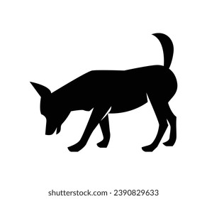 Hundesilhouette. Vektorsilhouette eines Hundes auf weißem Hintergrund. schwarzer Hund einzeln auf weißem Hintergrund. Vektorgrafik. ausgeschnittener Hund. handgezeichnet. 