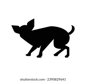 Dog silhouette. Vector silhouette of dog on white background. black dog isolated on white background. vector illustration. cutout dog. hand drawn design. 