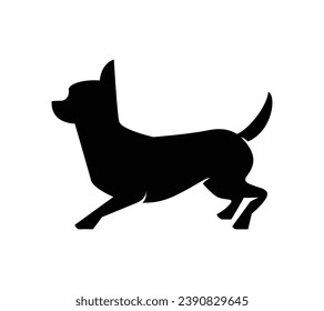 Dog silhouette. Vector silhouette of dog on white background. black dog isolated on white background. vector illustration. cutout dog. hand drawn design. 