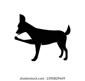 Dog silhouette. Vector silhouette of dog on white background. black dog isolated on white background. vector illustration. cutout dog. hand drawn design. 