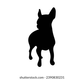 Dog silhouette. Vector silhouette of dog on white background. black dog isolated on white background. vector illustration. cutout dog. hand drawn design.