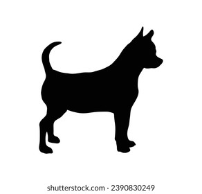 Dog silhouette. Vector silhouette of dog on white background. black dog isolated on white background. vector illustration. cutout dog. hand drawn design.
