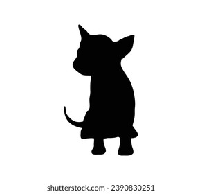 Hundesilhouette. Vektorsilhouette eines Hundes auf weißem Hintergrund. schwarzer Hund einzeln auf weißem Hintergrund. Vektorgrafik. ausgeschnittener Hund. handgezeichnet.