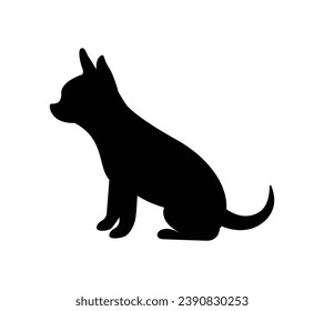 Dog silhouette. Vector silhouette of dog on white background. black dog isolated on white background. vector illustration. cutout dog. hand drawn design.