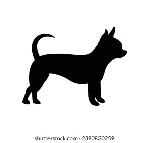 Silueta de perro. Silueta vectorial de perro con fondo blanco. perro negro aislado de fondo blanco. ilustración vectorial. perro de corte. diseño dibujado a mano.