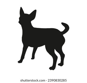 Dog silhouette. Vector silhouette of dog on white background. black dog isolated on white background. vector illustration. cutout dog. hand drawn design.