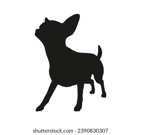 Dog silhouette. Vector silhouette of dog on white background. black dog isolated on white background. vector illustration. cutout dog. hand drawn design.