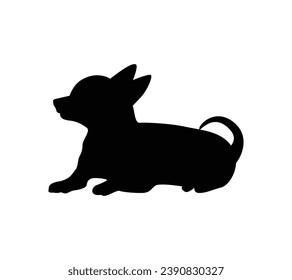 Dog silhouette. Vector silhouette of dog on white background. black dog isolated on white background. vector illustration. cutout dog. hand drawn design.