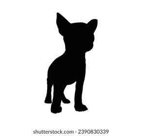 Dog silhouette. Vector silhouette of dog on white background. black dog isolated on white background. vector illustration. cutout dog. hand drawn design.