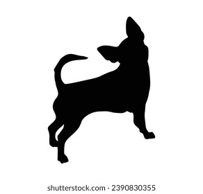 Dog silhouette. Vector silhouette of dog on white background. black dog isolated on white background. vector illustration. cutout dog. hand drawn design.