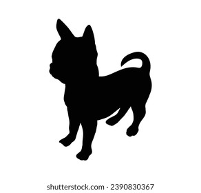 Dog silhouette. Vector silhouette of dog on white background. black dog isolated on white background. vector illustration. cutout dog. hand drawn design.