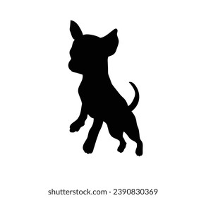 Dog silhouette. Vector silhouette of dog on white background. black dog isolated on white background. vector illustration. cutout dog. hand drawn design.