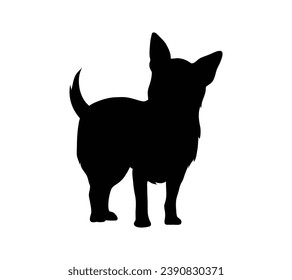 Dog silhouette. Vector silhouette of dog on white background. black dog isolated on white background. vector illustration. cutout dog. hand drawn design.