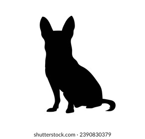 Dog silhouette. Vector silhouette of dog on white background. black dog isolated on white background. vector illustration. cutout dog. hand drawn design.