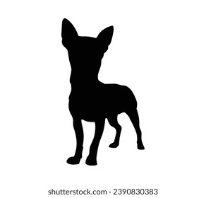 Dog silhouette. Vector silhouette of dog on white background. black dog isolated on white background. vector illustration. cutout dog. hand drawn design.
