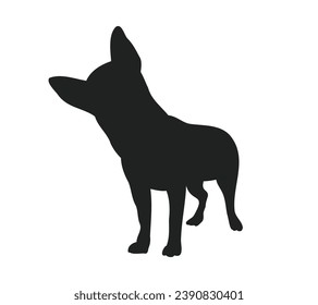 Dog silhouette. Vector silhouette of dog on white background. black dog isolated on white background. vector illustration. cutout dog. hand drawn design.