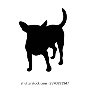 Silueta de perro. Silueta vectorial de perro con fondo blanco. perro negro aislado de fondo blanco. ilustración vectorial. perro de corte. diseño dibujado a mano.