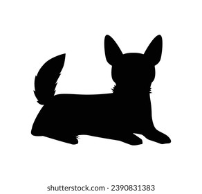 Dog silhouette. Vector silhouette of dog on white background. black dog isolated on white background. vector illustration. cutout dog. hand drawn design.