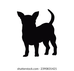Dog silhouette. Vector silhouette of dog on white background. black dog isolated on white background. vector illustration. cutout dog. hand drawn design.