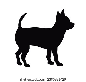 Dog silhouette. Vector silhouette of dog on white background. black dog isolated on white background. vector illustration. cutout dog. hand drawn design.