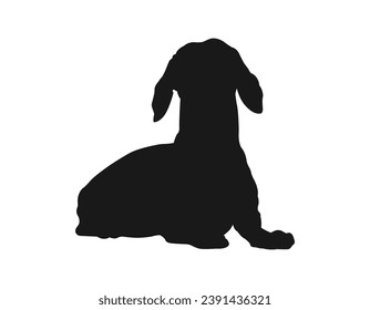 Dog silhouette. Vector silhouette of dog on white background. black silhouette dog isolated on white background. vector illustration. cutout dog. pet hand drawn design.