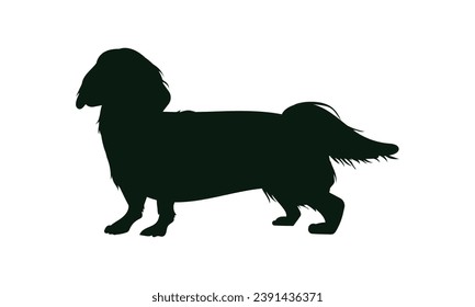 Dog silhouette. Vector silhouette of dog on white background. black silhouette dog isolated on white background. vector illustration. cutout dog. pet hand drawn design.