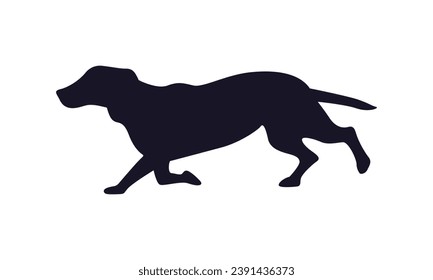 Dog silhouette. Vector silhouette of dog on white background. black silhouette dog isolated on white background. vector illustration. cutout dog. pet hand drawn design.
