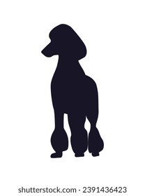 Dog silhouette. Vector silhouette of dog on white background. black silhouette dog isolated on white background. vector illustration. cutout dog. pet hand drawn design.