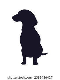Dog silhouette. Vector silhouette of dog on white background. black silhouette dog isolated on white background. vector illustration. cutout dog. pet hand drawn design.