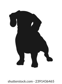 Silueta de perro. Silueta vectorial de perro con fondo blanco. perro de silueta negra aislado en fondo blanco. ilustración vectorial. perro de corte. diseño dibujado a mano para mascotas.