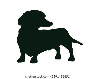 Dog silhouette. Vector silhouette of dog on white background. black silhouette dog isolated on white background. vector illustration. cutout dog. pet hand drawn design.