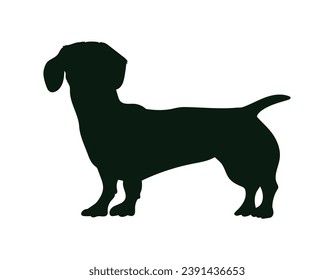 Dog silhouette. Vector silhouette of dog on white background. black silhouette dog isolated on white background. vector illustration. cutout dog. pet hand drawn design.