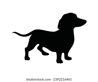 Dog silhouette. Vector silhouette of dog on white background. black silhouette dog isolated on white background. vector illustration. cutout dog. pet hand drawn design.