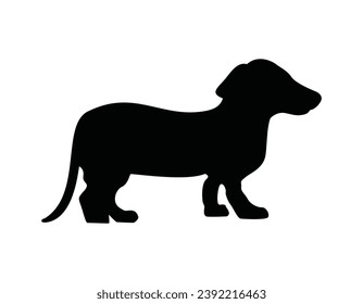 Dog silhouette. Vector silhouette of dog on white background. black silhouette dog isolated on white background. vector illustration. cutout dog. pet hand drawn design.