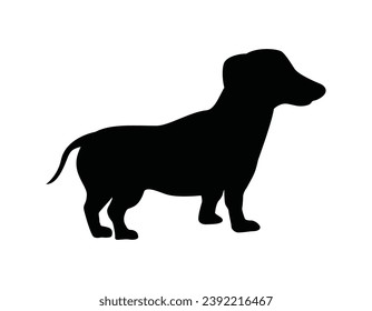Dog silhouette. Vector silhouette of dog on white background. black silhouette dog isolated on white background. vector illustration. cutout dog. pet hand drawn design.