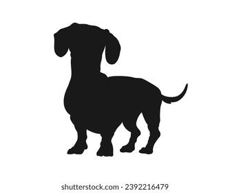 Dog silhouette. Vector silhouette of dog on white background. black silhouette dog isolated on white background. vector illustration. cutout dog. pet hand drawn design.