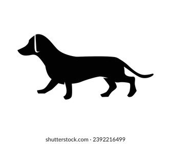 Dog silhouette. Vector silhouette of dog on white background. black silhouette dog isolated on white background. vector illustration. cutout dog. pet hand drawn design.